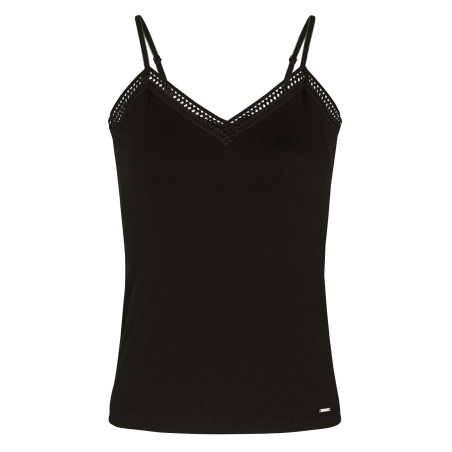 Camiseta de tirantes con cuello de pico en negro