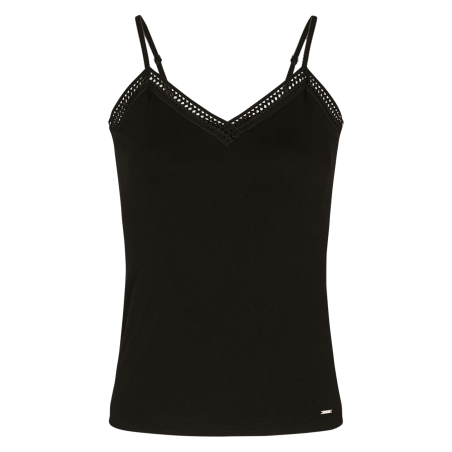 Camiseta de tirantes con cuello de pico en negro