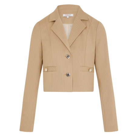 VYURI.F - Chaqueta corta a rayas con cuello de solapa en beige