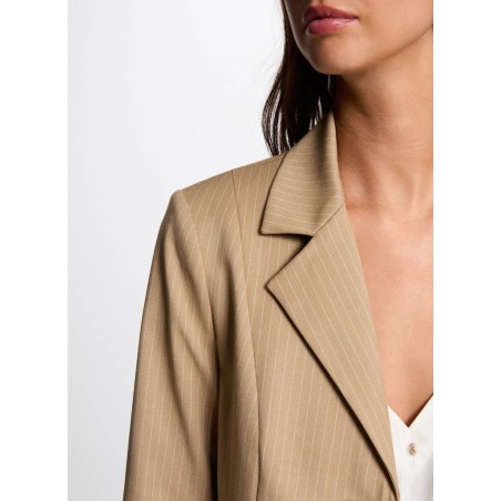 VYURI.F - Chaqueta corta a rayas con cuello de solapa en beige