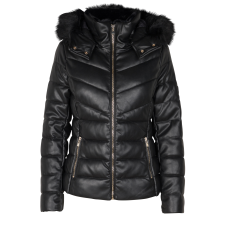 GKIDIA - Chaqueta acolchada con capucha de efecto cuero en negro