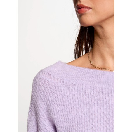 MREINE - Jersey de cuello de barco de manga larga en violeta