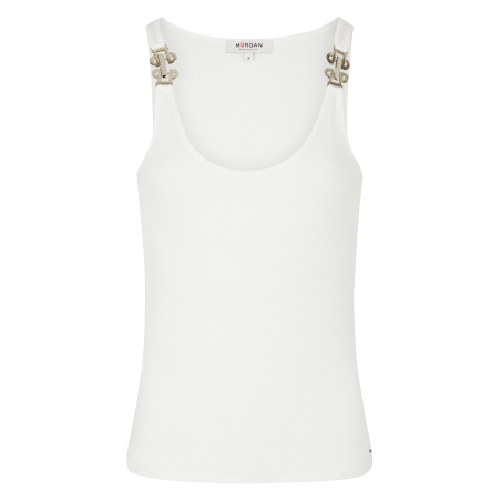 DIMLI - Camiseta de tirantes con detalles en blanco