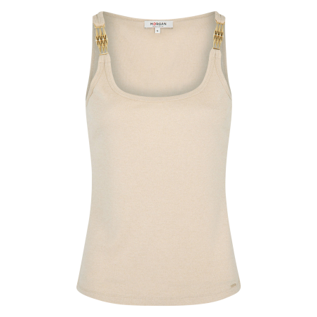 DIDO1 - Camiseta con tirantes finos de metalizado en beige