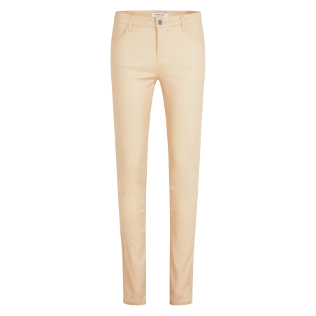 PFRASHI - Pantalón ajustado recubierto de mezcla de algodón en beige