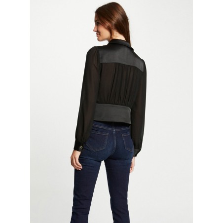 CLOCLO - Blusa cuello camisa en negro