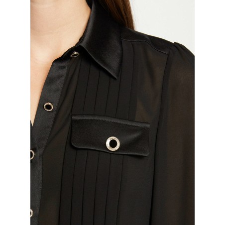 CLOCLO - Blusa cuello camisa en negro