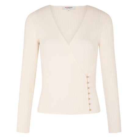 MCAT - Jersey ajustado de punto con cuello cruzado en beige