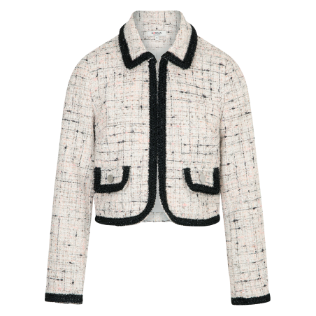 VRODY - Chaqueta de tweed entallada con cuello clásico en beige