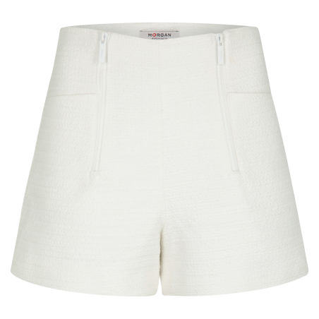 SHIDOLA - Short de mezcla de algodón de talle alto en blanco