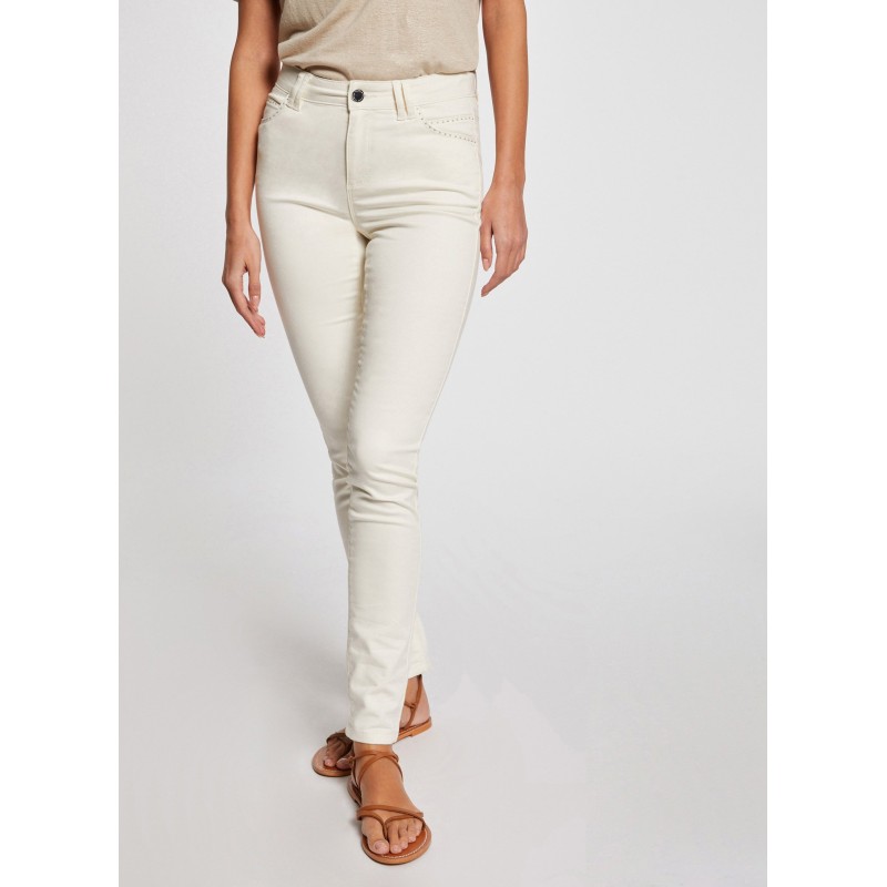 PIOUBA - Vaquero skinny de mezcla de algodón en blanco