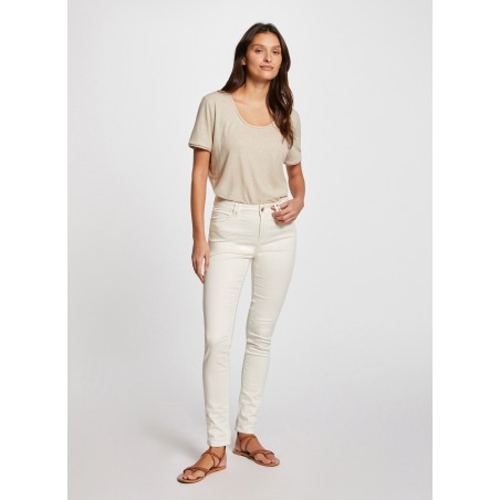 PIOUBA - Vaquero skinny de mezcla de algodón en blanco