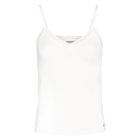 Camiseta de tirantes con cuello de pico en blanco