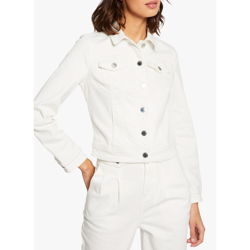 VPOM1 - Chaqueta recta vaquera con botones en blanco