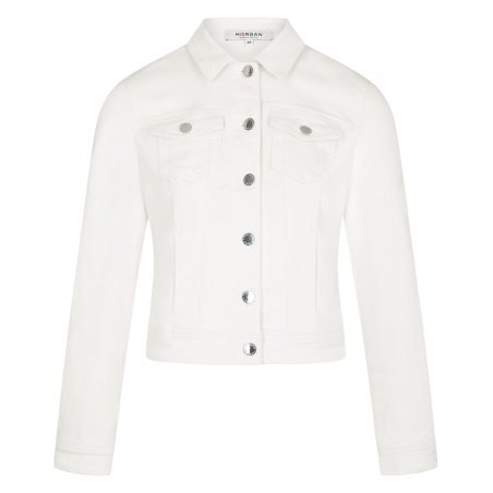 VPOM1 - Chaqueta recta vaquera con botones en blanco