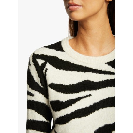 MZEBRA - Jersey de punto recto con cuello redondo en beige