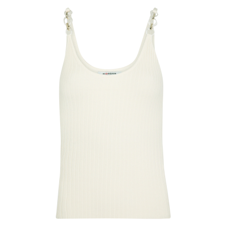 MEC - Camiseta de tirantes de punto de canalé con cuello redondo en beige