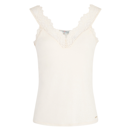 DNINO - Camiseta de tirantes de encaje en beige