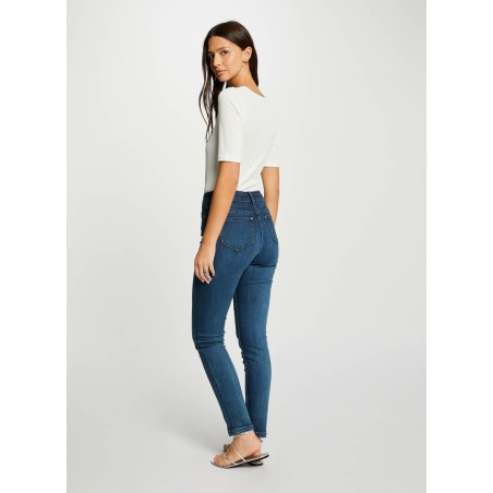 PELO - Pantalón slim de talle alto de mezcla de algodón en azul