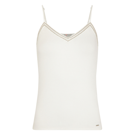 BIKS - Camiseta de tirantes finos con cuello de pico en blanco