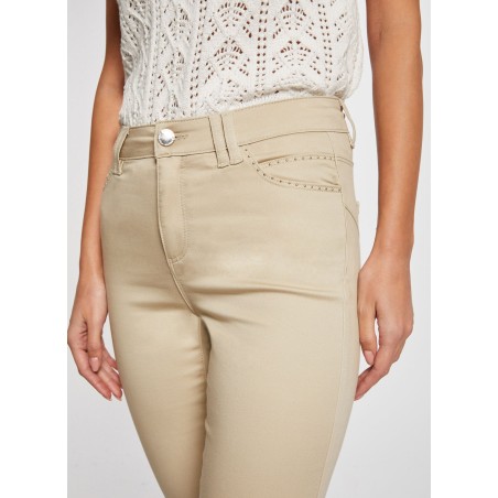 PIOUBA - Vaquero skinny de mezcla de algodón en beige