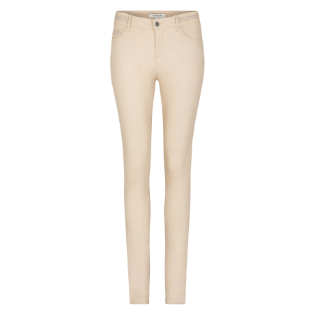 PALONA - Pantalón slim encerado en beige