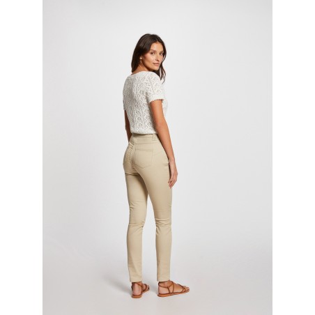 PIOUBA - Vaquero skinny de mezcla de algodón en beige