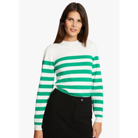 MJELY - Jersey recto a rayas con cuello alto en verde