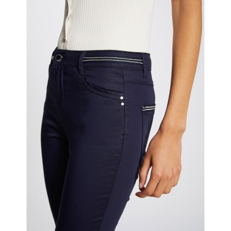 PALONA - Pantalón slim encerado en azul