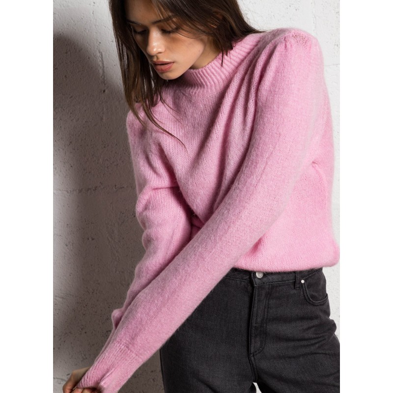 MLEONAR - Jersey recto con cuello alto en rosa