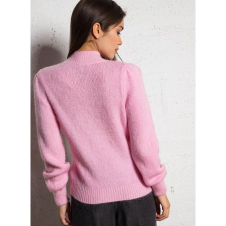 MLEONAR - Jersey recto con cuello alto en rosa