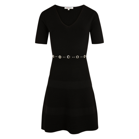 RMEY - Vestido corto con cuello de pico en negro