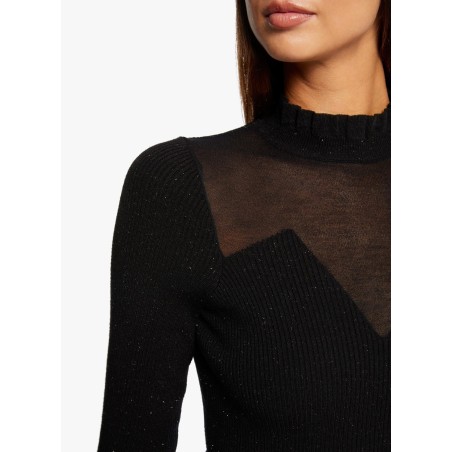 MGLOSS - Jersey ajustado con cuello alto en negro