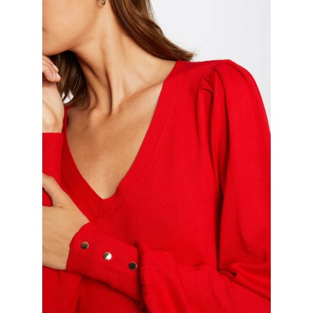 MOTEUR - Jersey de mezcla con cuello en V en rojo