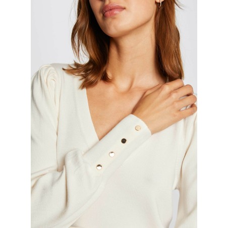 MOTEUR - Jersey de mezcla con cuello en V en beige