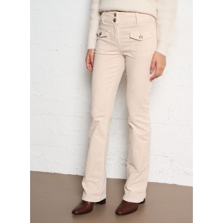 POLENO - Pantalón de pana recto en beige