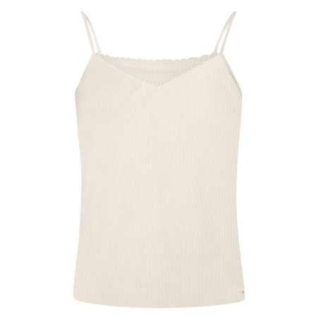 BETINA - Top recto con encaje en beige