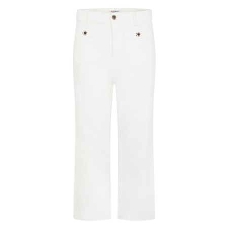 PCLIC - Pantalón ancho tobillero de mezcla de algodón en blanco