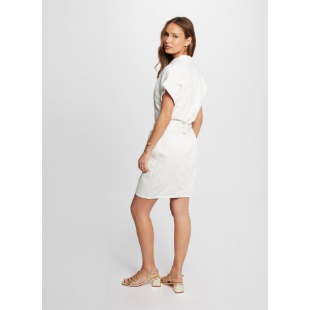 RDENIM - Vestido corto ajustado de mezclilla en blanco