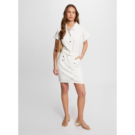 RDENIM - Vestido corto ajustado de mezclilla en blanco