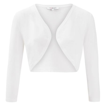 MTIRA.N - Bolero con cuello de pico y corte ajustado en blanco