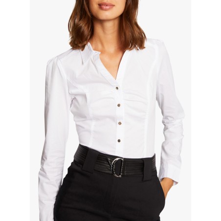 CARAM1.N - Camisa de mezcla de algodón con cuello clásico en blanco