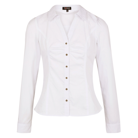 CARAM1.N - Camisa de mezcla de algodón con cuello clásico en blanco