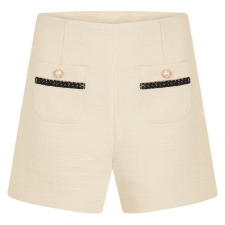 SHAKER - Short recto de tweed en blanco