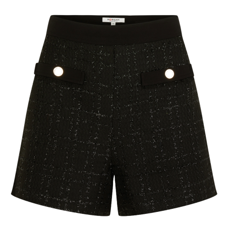 SHICK - Short recto de tweed en negro