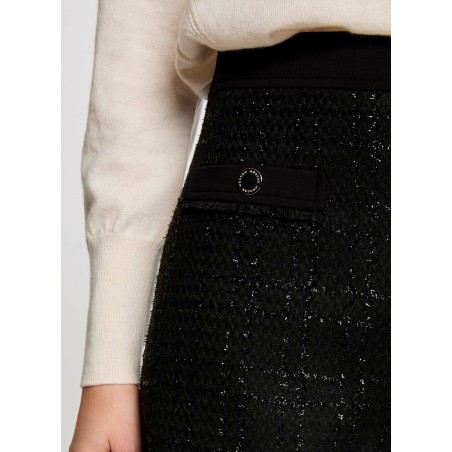 SHICK - Short recto de tweed en negro