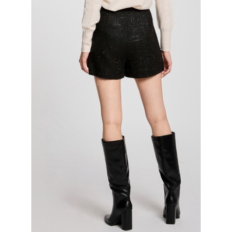 SHICK - Short recto de tweed en negro