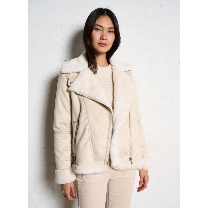 GSAPA - Chaqueta recta con cuello clásico en beige