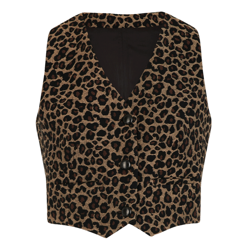 CBILI.F - Saco con cuello en V estampado de leopardo en marron