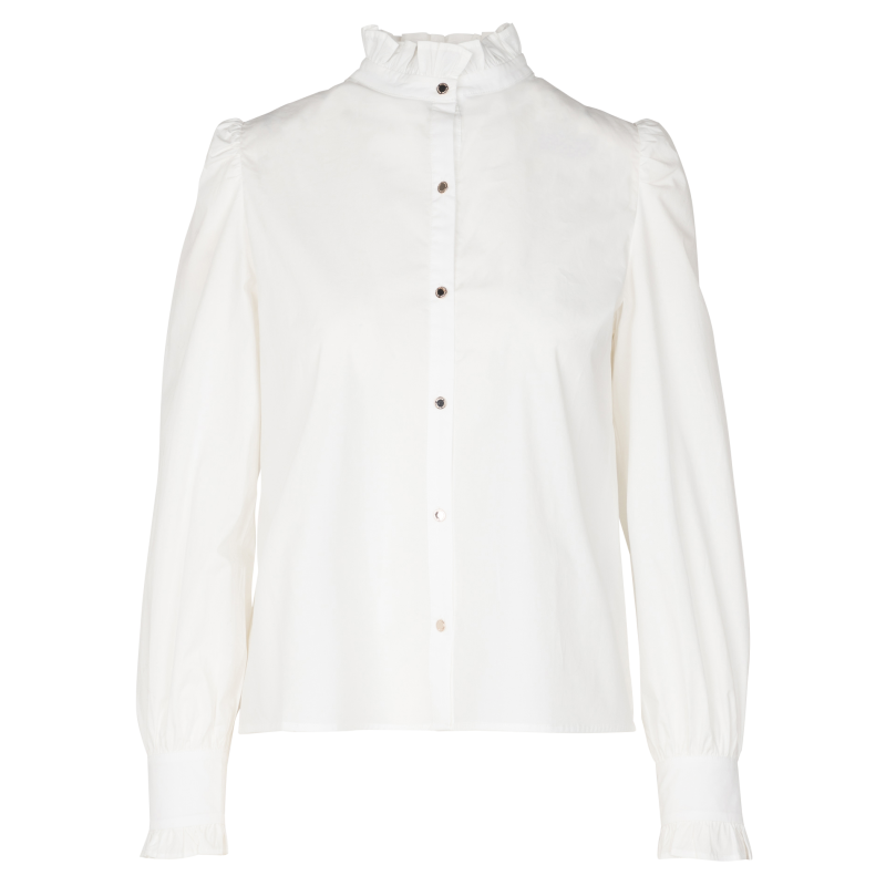 CHLOE.F - Camisa recta de mezcla de algodón en blanco